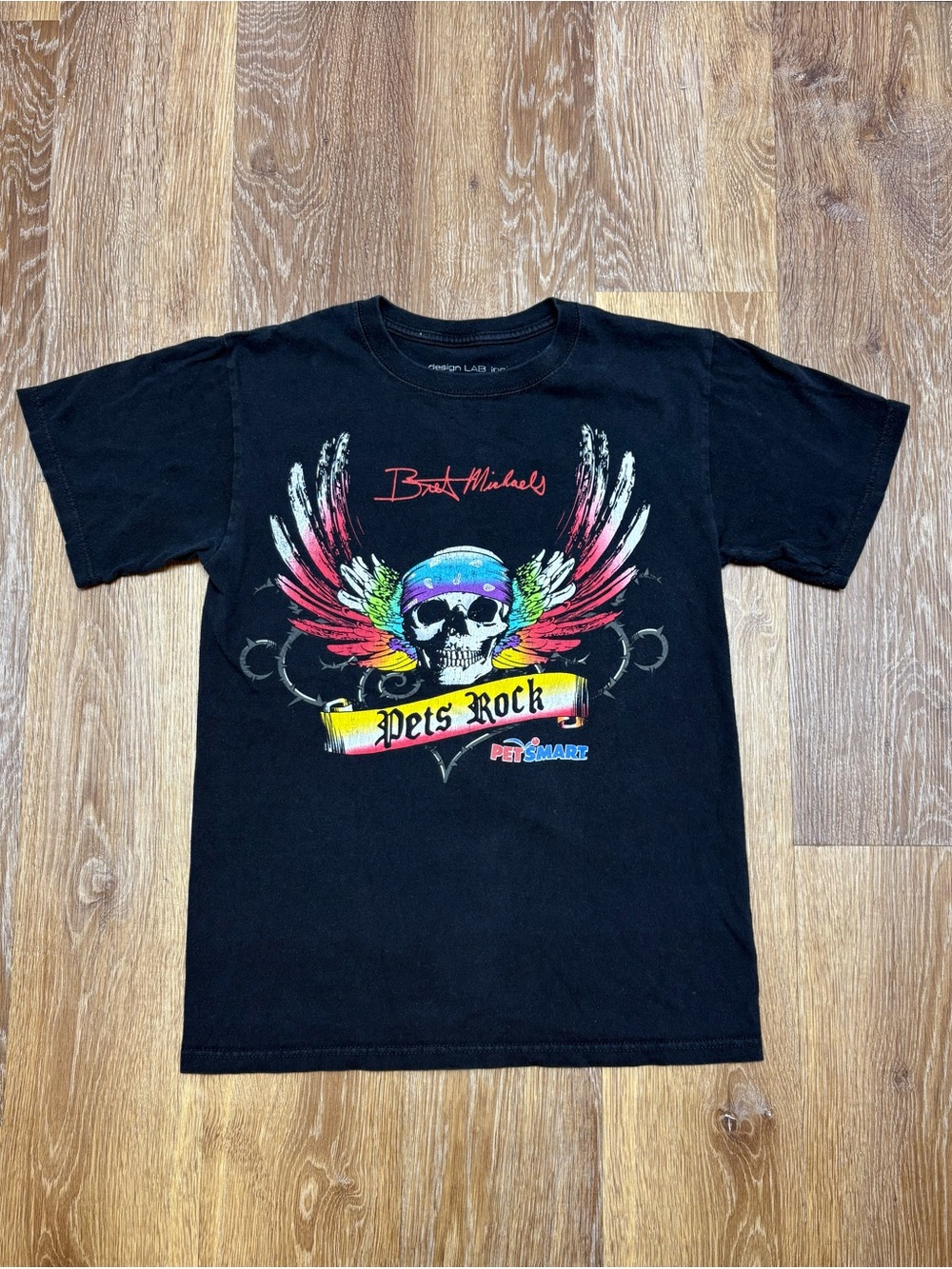 Design Lab Lord & Taylor Black Kids' Graphic Tee with Multicolor Skull Wings